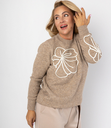 Classic women's sweater with 3D flower applique CLASSIC BLOOM