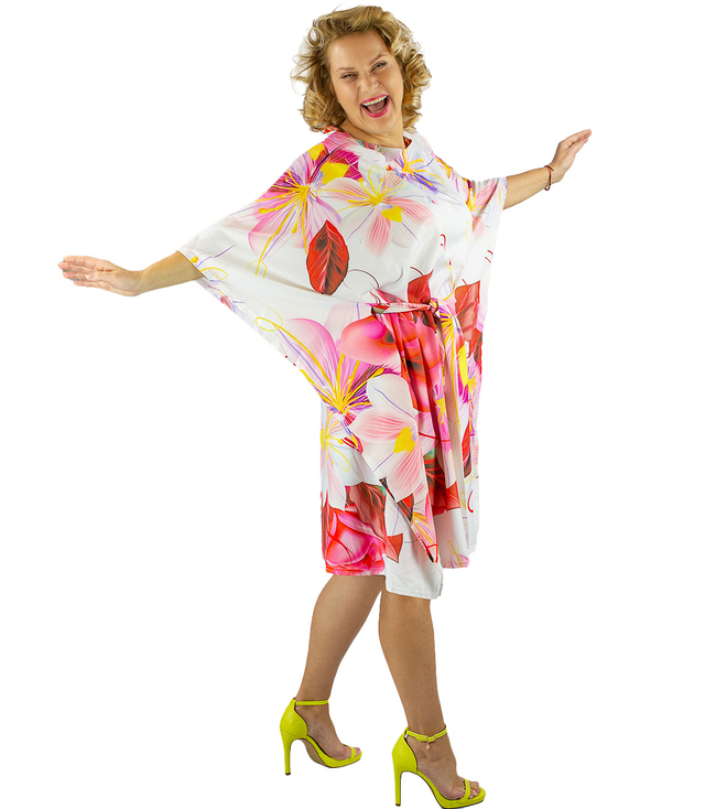 Colorful Butterfly Tunic Dress Tied at the Waist AURORA