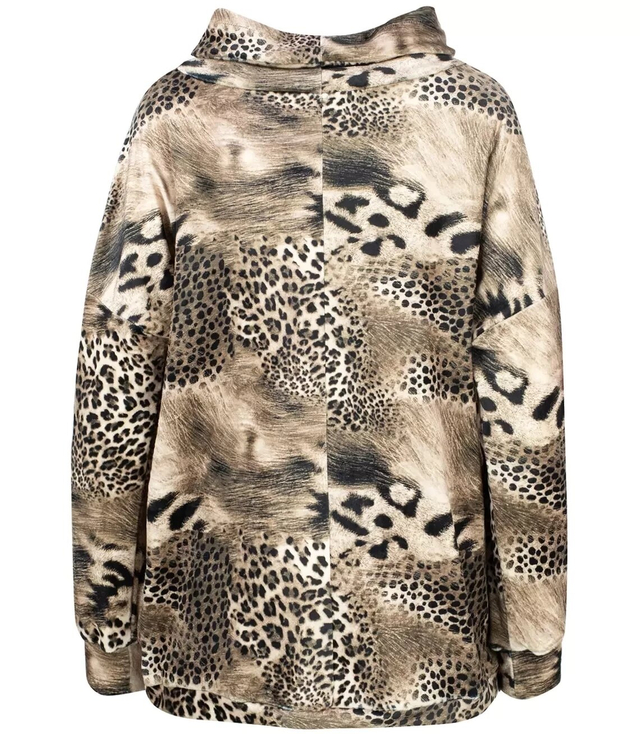 Welurowa luźna bluza animal print komin JOLA