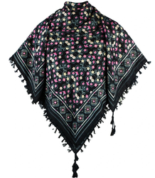 Beautiful scarf with tassel print in flowers