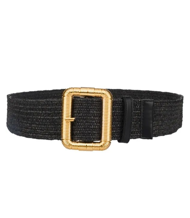 Braided women's belt with large buckle
