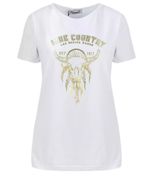 T-shirt blouse t-shirt gold print cotton