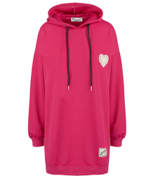 Long oversize dress sweatshirt with hood and heart patch LILLY