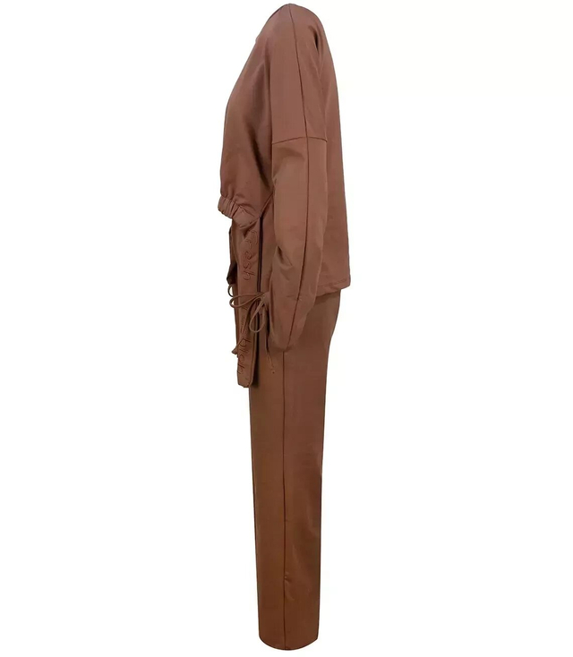 Tracksuit flared pants sweatshirt fitted set