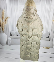 Women's long warm jacket with quilting and hood ANABEL