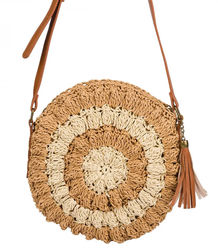 Round small summer braided shoulder bag