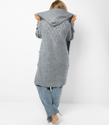 Cardigan Long Chunky Braid Wool Sweater