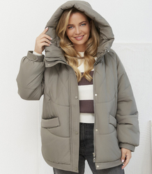 Women's quilted winter jacket with hood KORNELIA