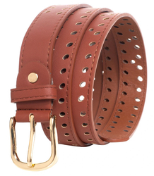 Women's eco leather belt with decorative holes 3 cm