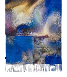 Women's scarf with tie-dye tassel motif