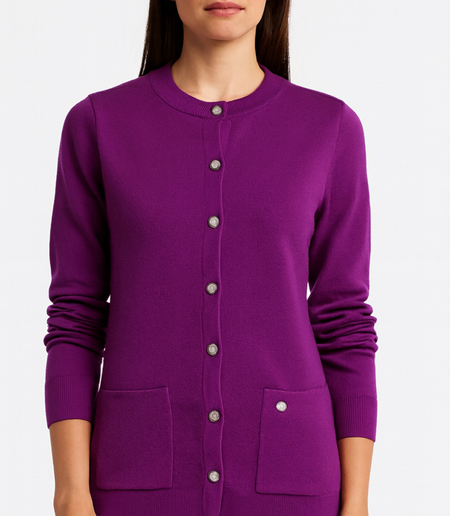 Classic warm thick short cardigan sweater EMILIA decorative buttons
