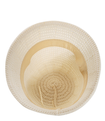 Braided straw hat BUCKET HAT with a decorative plate