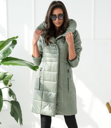 Long elegant quilted insulated coat for women AMELIA