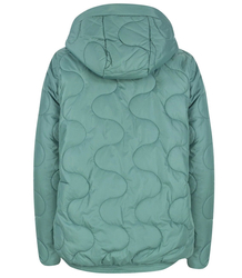 Short quilted transitional jacket with stand-up collar