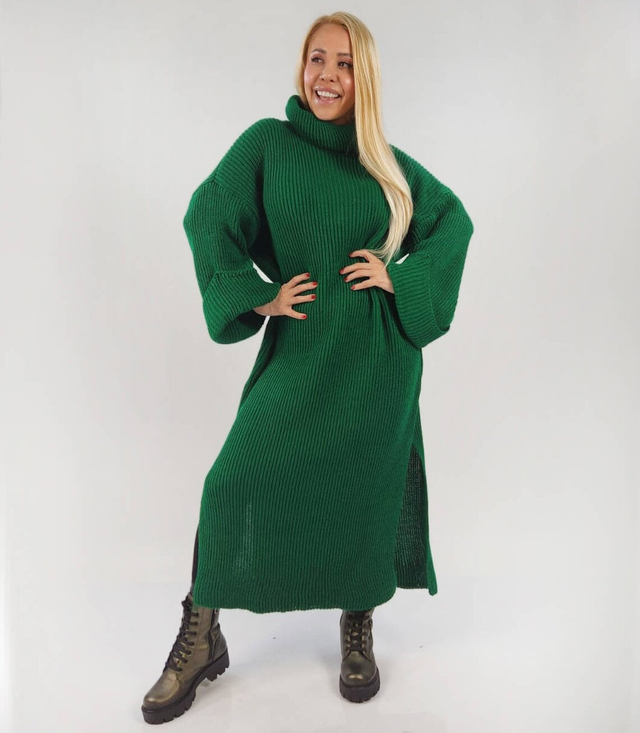 Ribbed MAXI turtleneck sweater dress