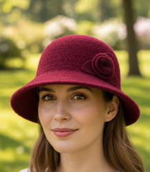 Women's hat cloche patch flower
