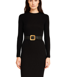 Braided women's belt with large buckle