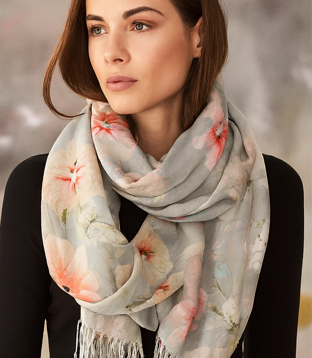 Women's floral pattern scarf 180x70