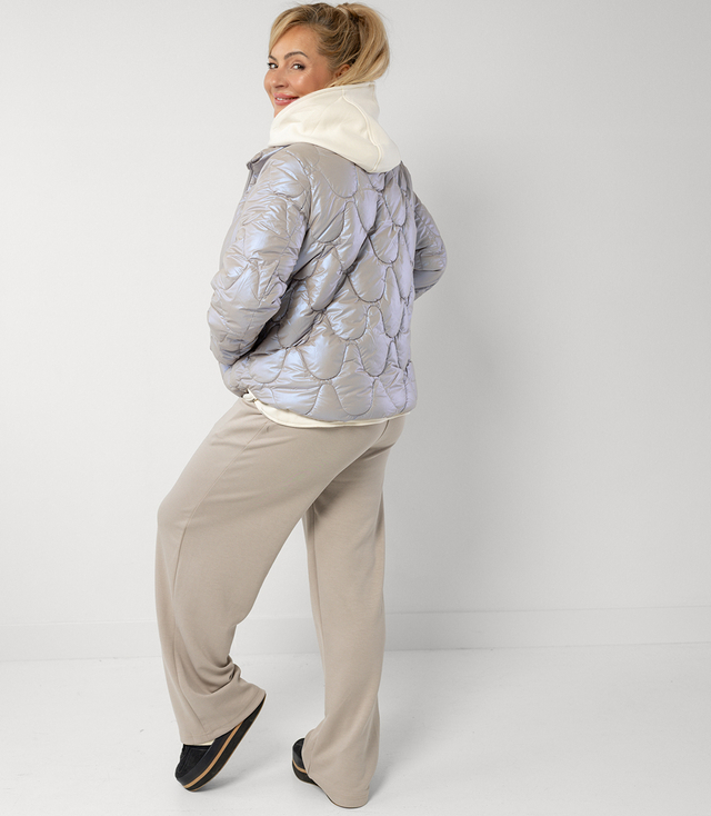 Quilted jacket with pearl sheen and tracksuit inserts ARIA