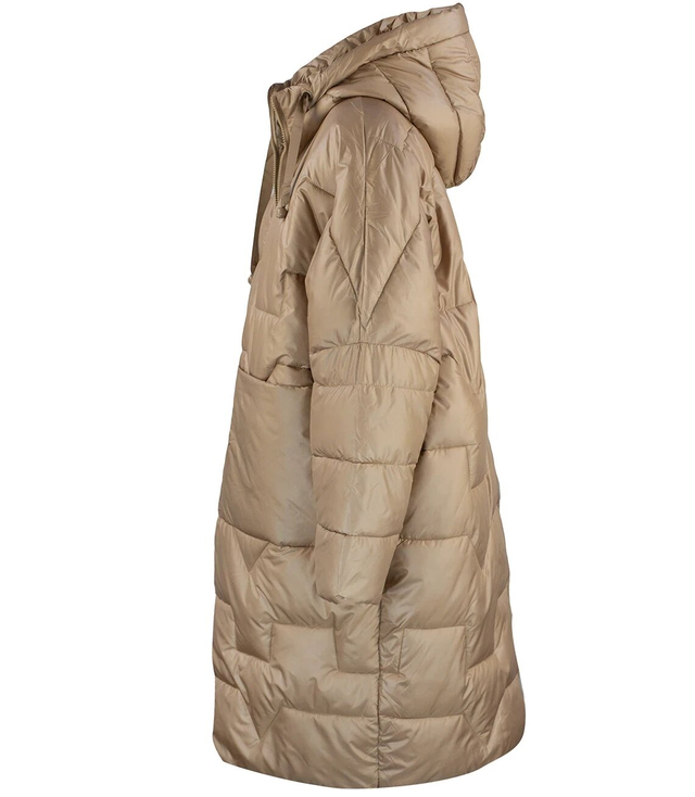 Długa kurtka damska ciepła z pikowaniem z kapturem ANABEL