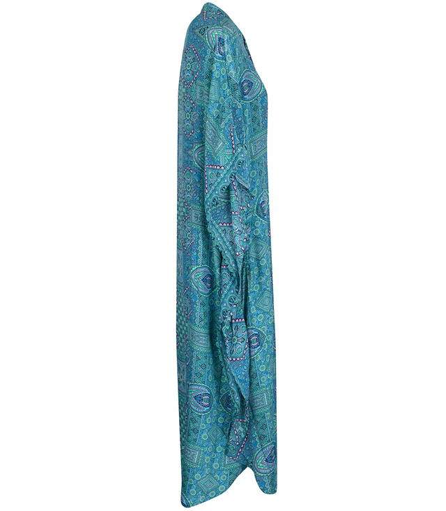 Long ethnic BAT dress with colorful patterns, NOVENTA silk