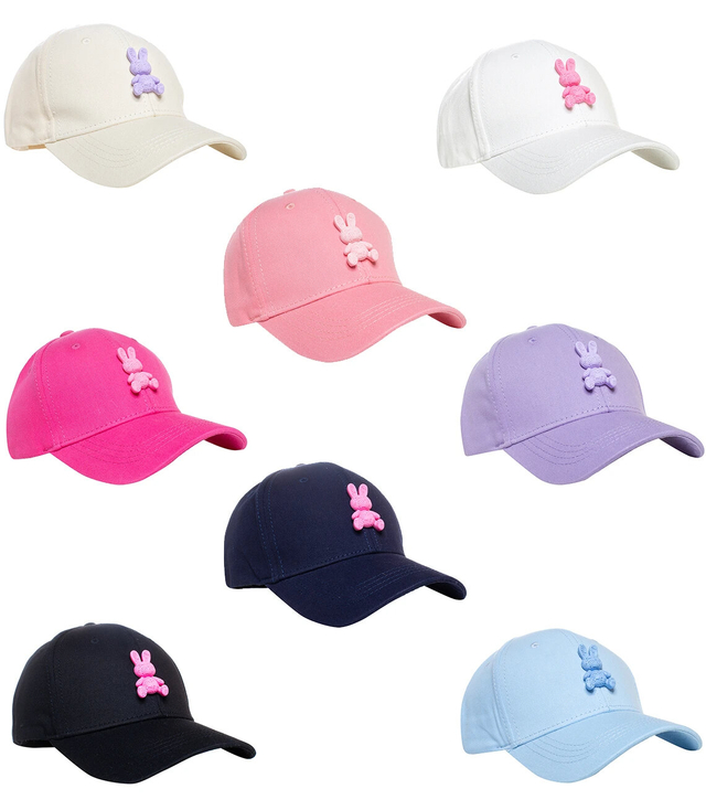 Children's baseball cap decorated with plastic bunny