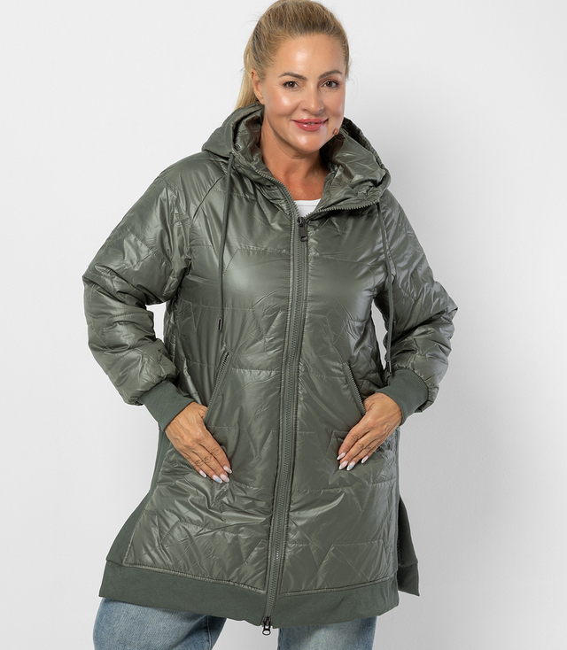 Long jacket with quilting and side slits ROMA