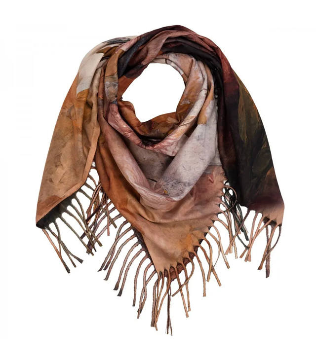 Elegant scarf large flowers with tassels