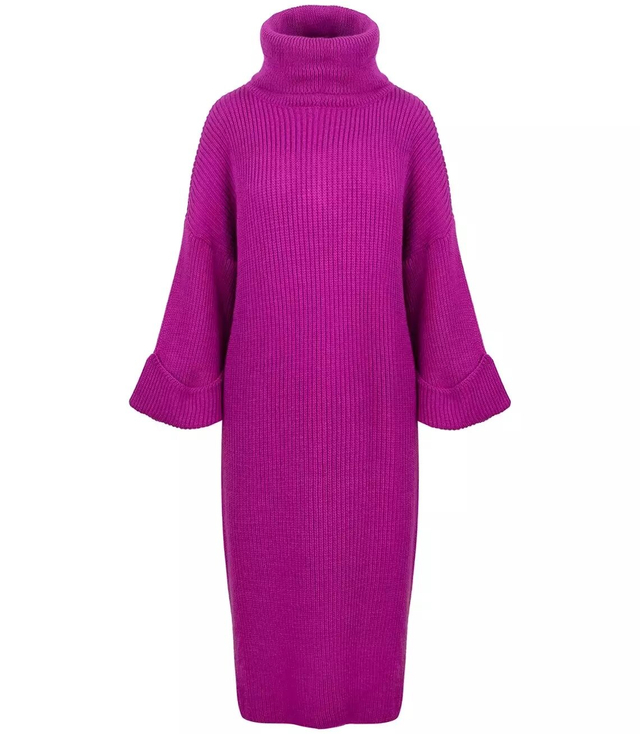 Ribbed MAXI turtleneck sweater dress