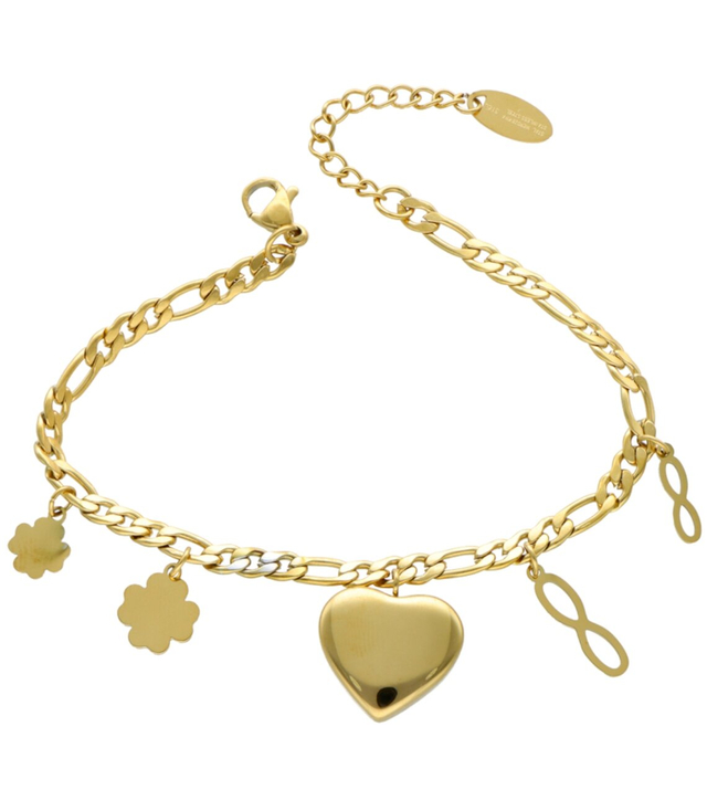 Gold bracelet Heart Clover Infinity sign Gift Subtle