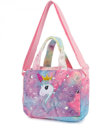 Children's plush bag with adorable unicorn handle strap