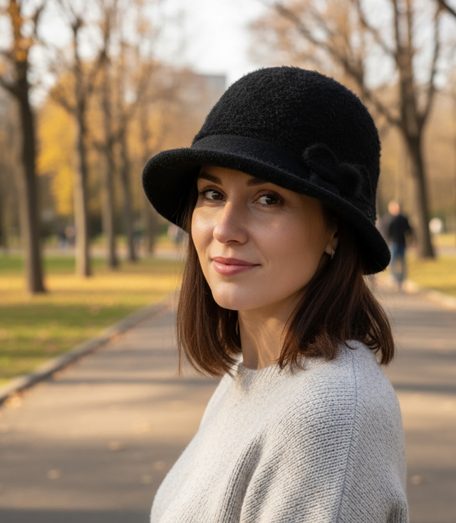 Women's cloche hat with bow