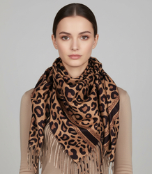 Fashionable scarf panther scarf elegant scarf with tassels