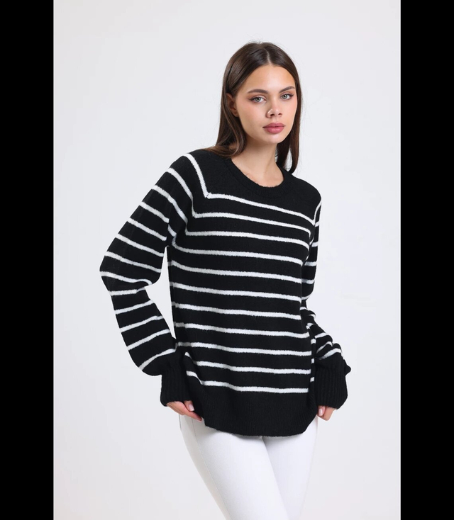 Warm women's fashionable striped sweater ANNA