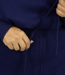 Knitted tracksuit set blouse with stand-up collar and flared pants KAMILLA