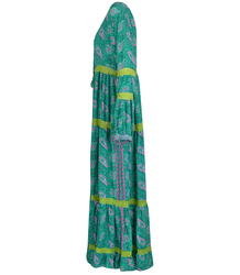 Long, airy ethnic dress with colorful patterns, MILANO silk