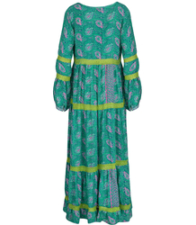 Long, airy ethnic dress with colorful patterns, MILANO silk