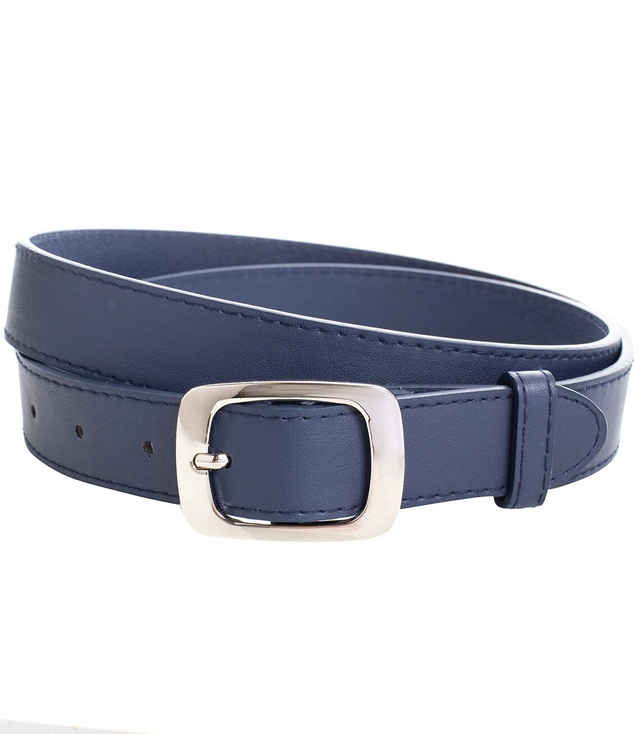 Smooth women's eco leather belt with silver buckle 3 cm