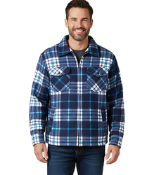 Warm fleece checked men's shirt insulated with faux fur