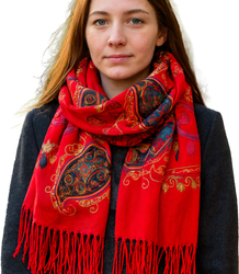 Women's scarf with floral ornament stylish