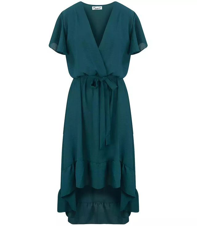 Envelope MAXI dress with Spanish frill