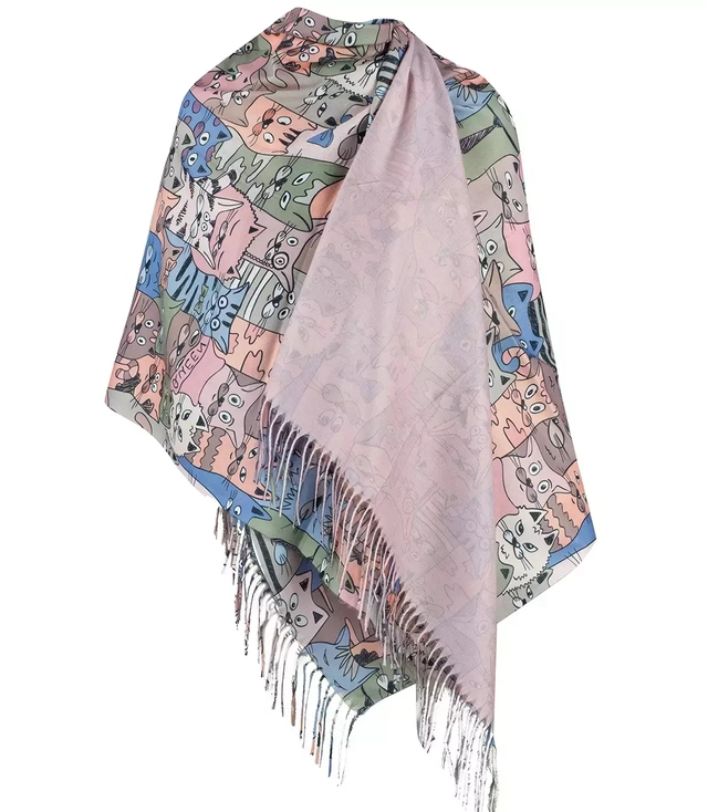 Spring shawl bandana shawl cats viscose cats