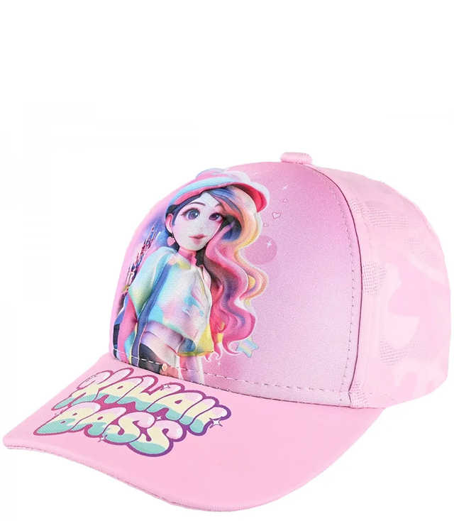 Children's baseball cap decorated with "KAWAII BASS" print