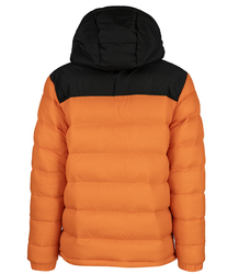 Warm men's quilted winter jacket with hood 