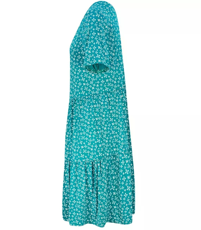 Trapeze summer dress with a white MIDI print