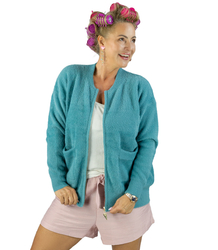 Short cardigan unbuttoned sweater in fluffy knit fabric "COCO CHIC"