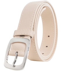 Smooth women's eco leather belt with silver buckle 3 cm