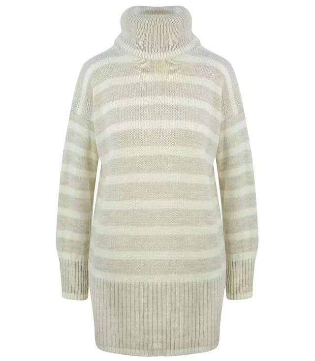 Luźny długi sweter golf w paski oversize