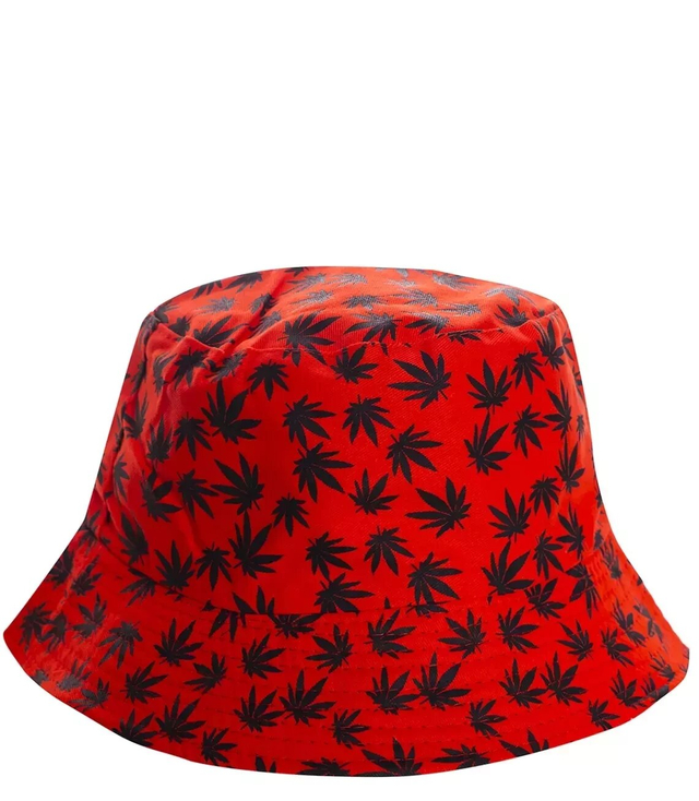 Reversible BUCKET HAT with leaves print