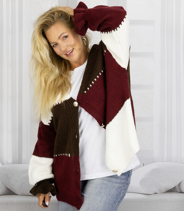 Short oversize sweater cardigan with buttons JULIETTE